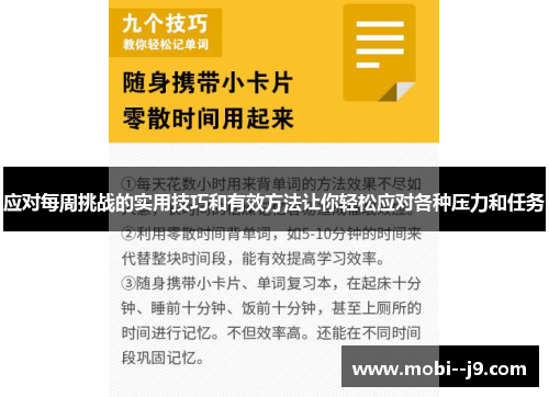 应对每周挑战的实用技巧和有效方法让你轻松应对各种压力和任务